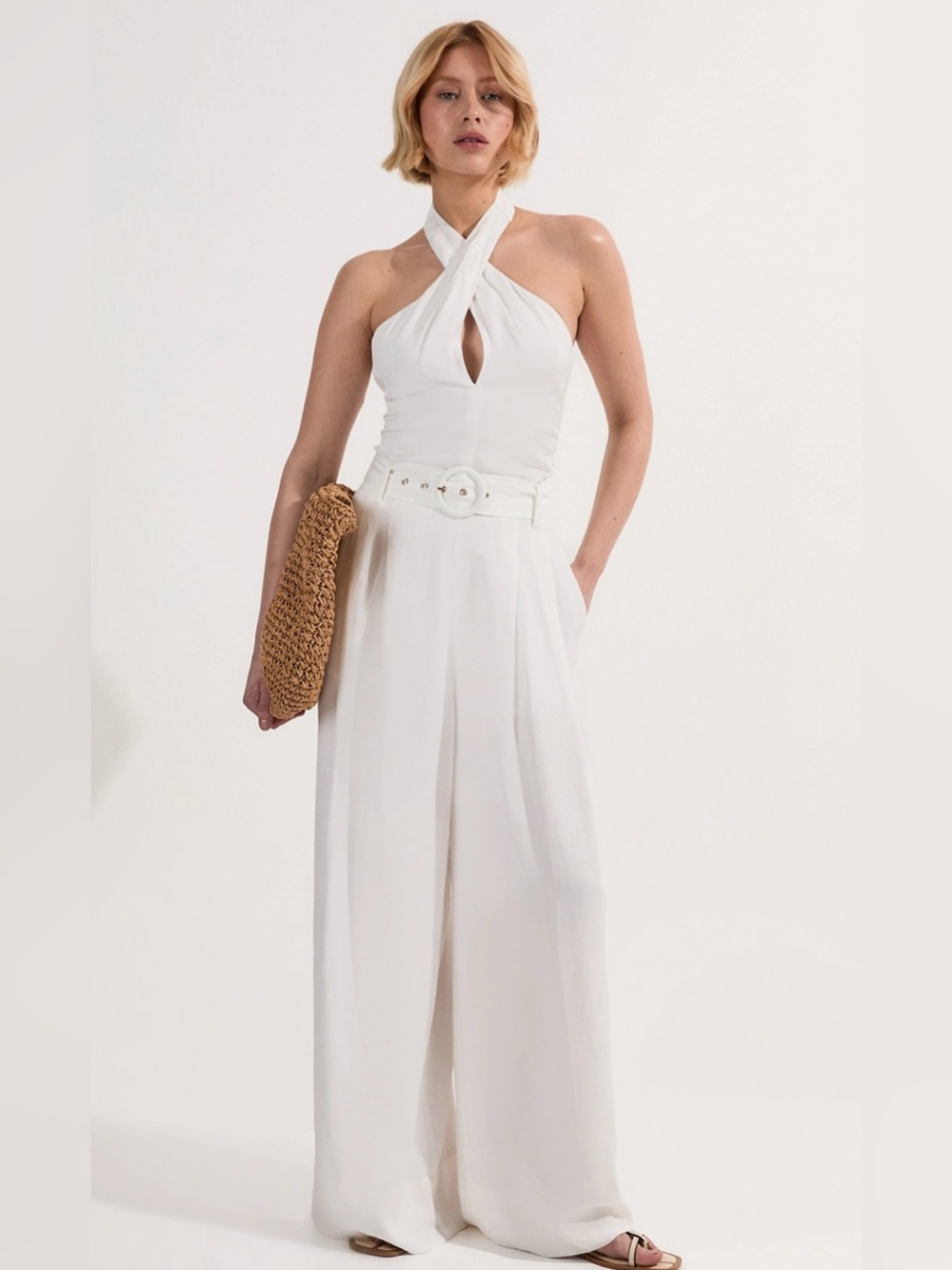 Karen Millen Halter Wide Leg Jumpsuit Size 6